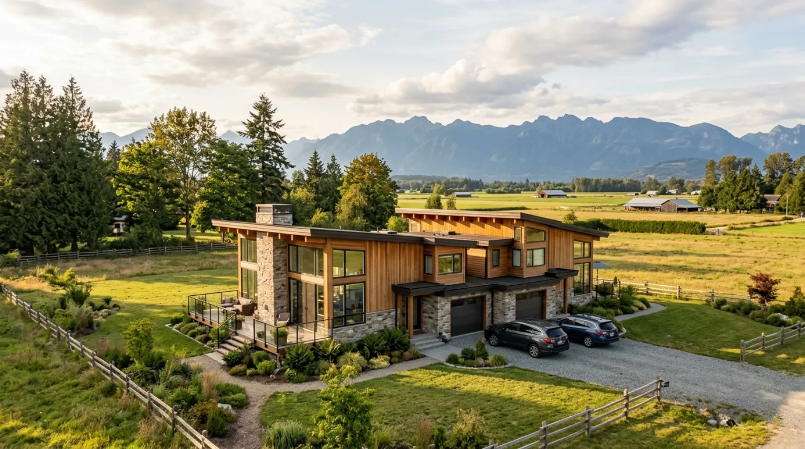 A contemporary fourplex on a wide suburban lot in the Fraser Valley, British Columbia