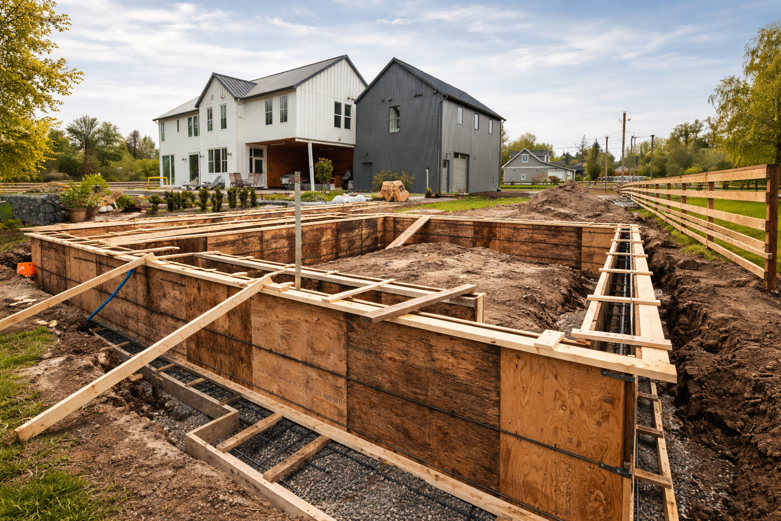 Foundation construction phase of custom home build in Metro Vancouver