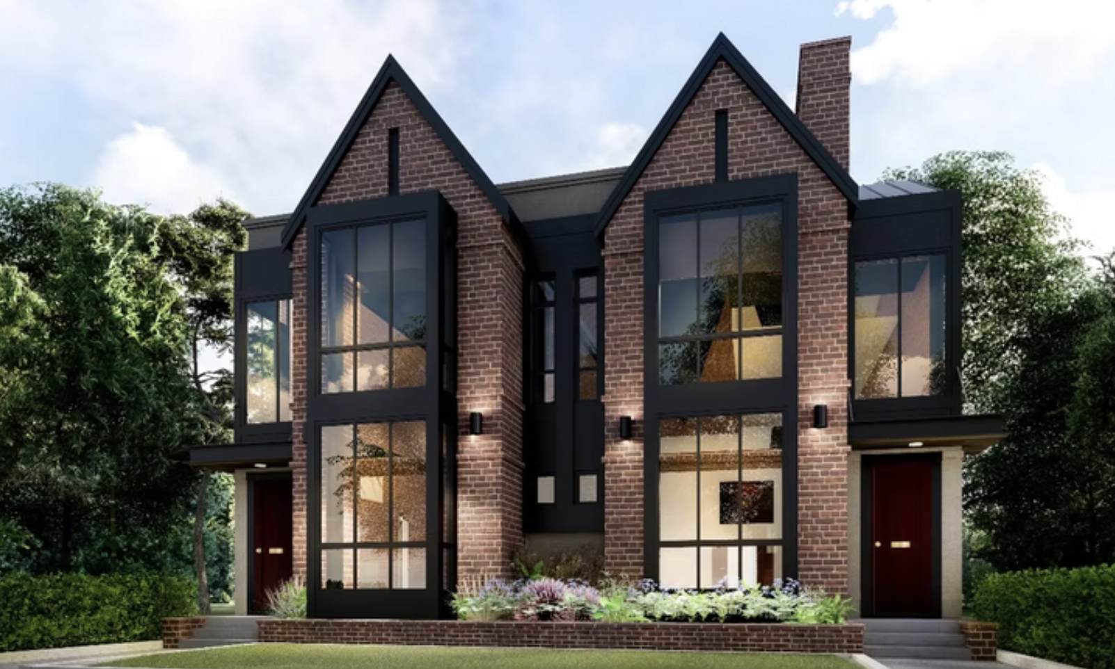 Vancouver fourplex modern infill housing design with white exterior and black trim