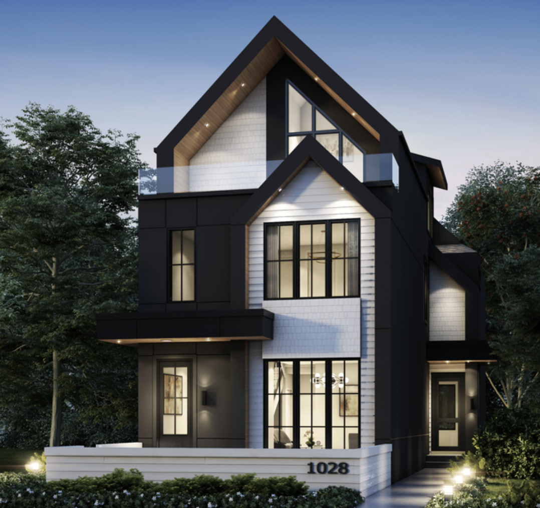 Modern Vancouver duplex multiplex design with wood accents and gable roof by Phase One Design